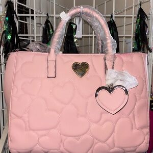 Betsey Johnson Pink Quilted Heart-Patterned Women's Bag